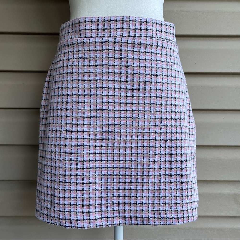 •Crosby• Pink Plaid Pull-On Mini Skirt - Size Medium